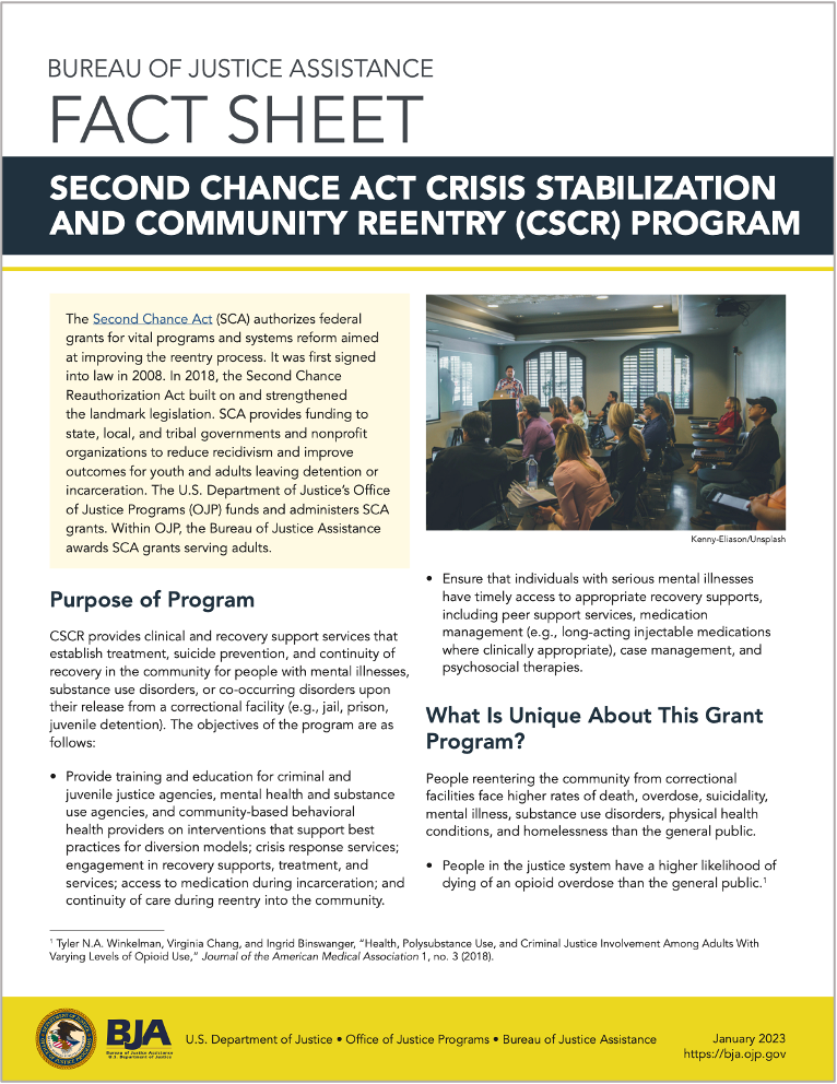 Improving Adult and Youth Crisis Stabilization and Community Reentry Program fact sheet cover