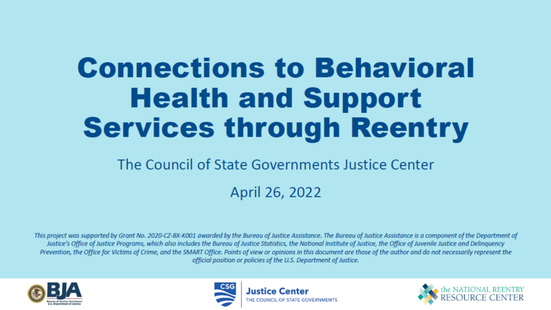 Connections to Behavioral Health and Support Services through Reentry Cover