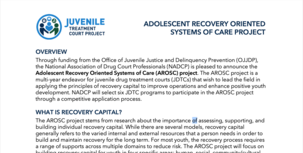 Adolescent Recovery Oriented Systems of Care (AROSC) project overview cover image