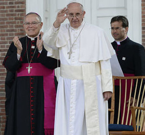 Pope Francis waves to a crowd of admirers during his recent visit to Philadelphia. 